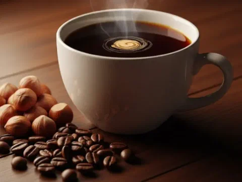 Café con jarabe de avellana, servido caliente